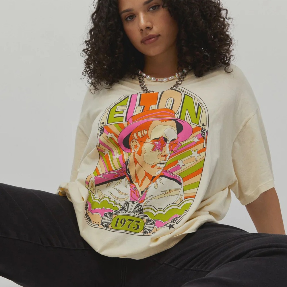 DAYDREAMER NWOT Elton John 1975 Boyfriend Tee 3XL Oversized Free People